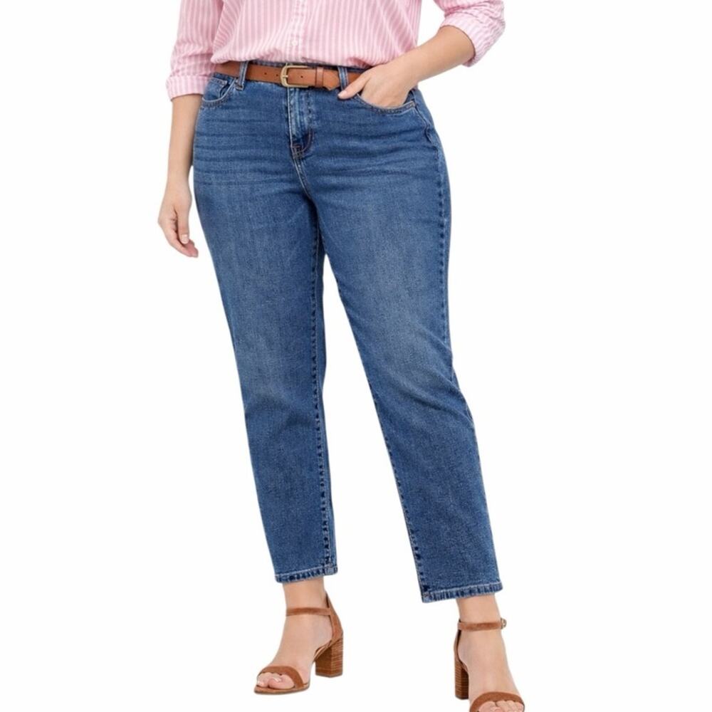 Talbots Women’s Size 18W Boyfriend Jeans Blue Wash Simply Flattering Mid Rise